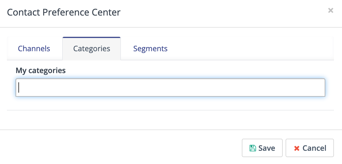 Screenshot of creating a contact category